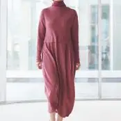 by basics - 7045 Dress long pleats & high neck - 