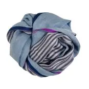 Half Plain and Half Striped scarf - Lys blå, Solace Fashion - 