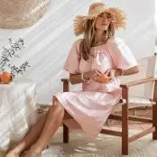 Delicia cotton dress - Orange stripe, ByPias - Note Anecdote