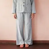 Stockholm stripe pants relaxed - Sea, HABIBA - 