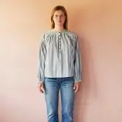 Stockholm stripe blouse w/gatherings - Sea, HABIBA - 