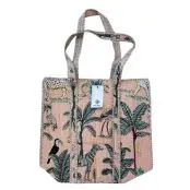 Quiltet bomulds tote taske - Flamingo, Solace - Alpaka strik