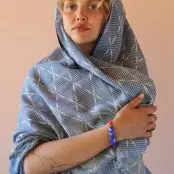 Amina Ikat Scarf - Indigo, HABIBA - 