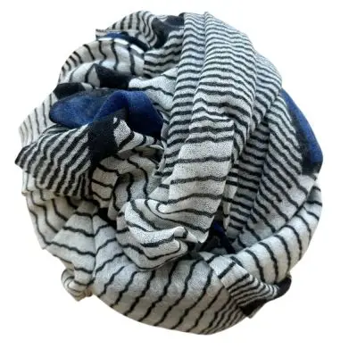 3060 Stribet uldt&oslash;rkl&aelig;de - Indigo, Aperitif Sjaler - 