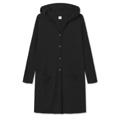 8009 cardigan loose hooded l/s - Black, by basics - 